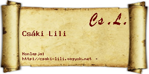 Csáki Lili névjegykártya